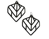 Geometric Earrings - Leaf Design - Black Finish - handmade jewelry - Art Deco and Prairie school revival