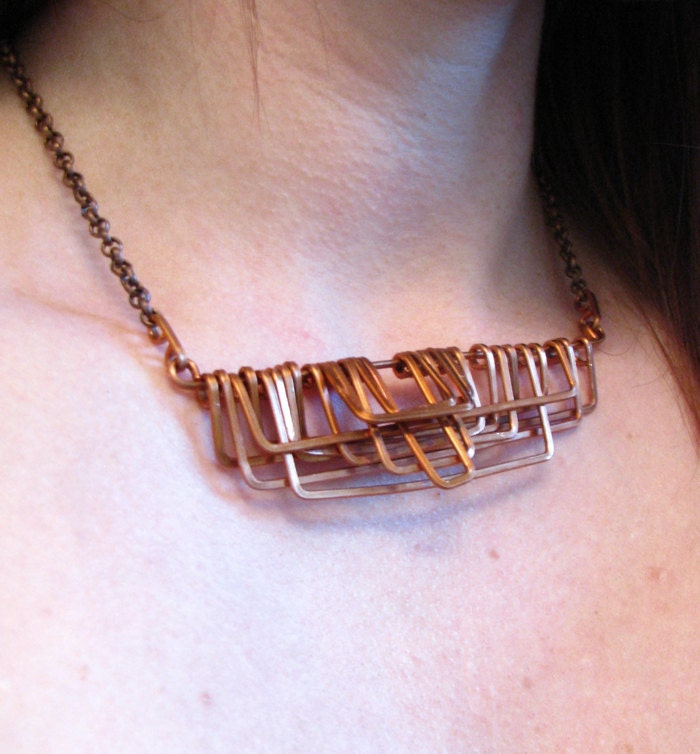 Copper Necklace - Petra Design - Geometric Necklace - copper jewelry