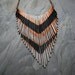 Copper Necklace - Fringe Metal Necklace - Multi V silver and black lacquer stripes - Copper Jewelry