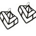 Geometric Earrings - Leaf Design - Black Finish - handmade jewelry - Art Deco and Prairie school revival