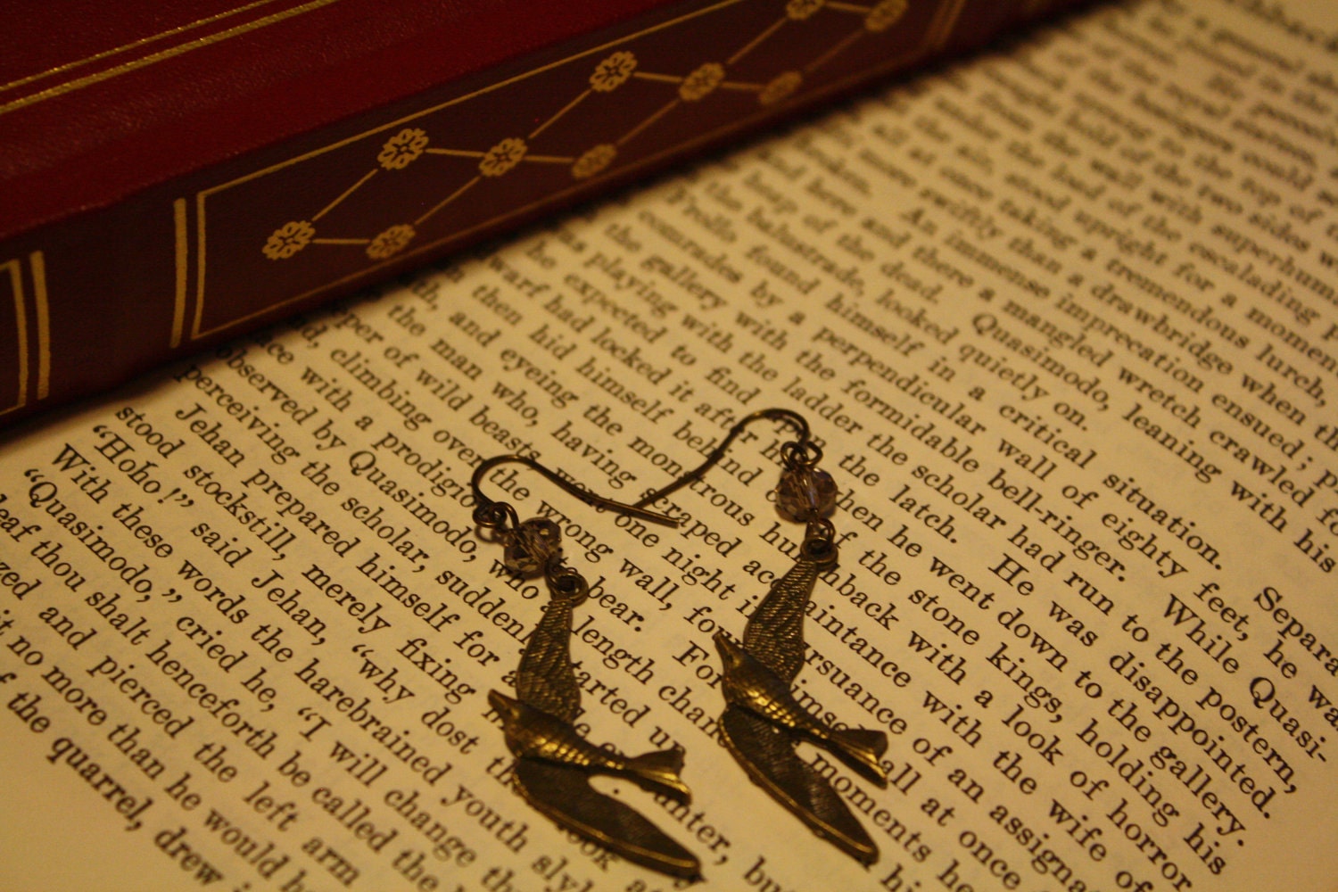 Antique Brass Swallow Earrings