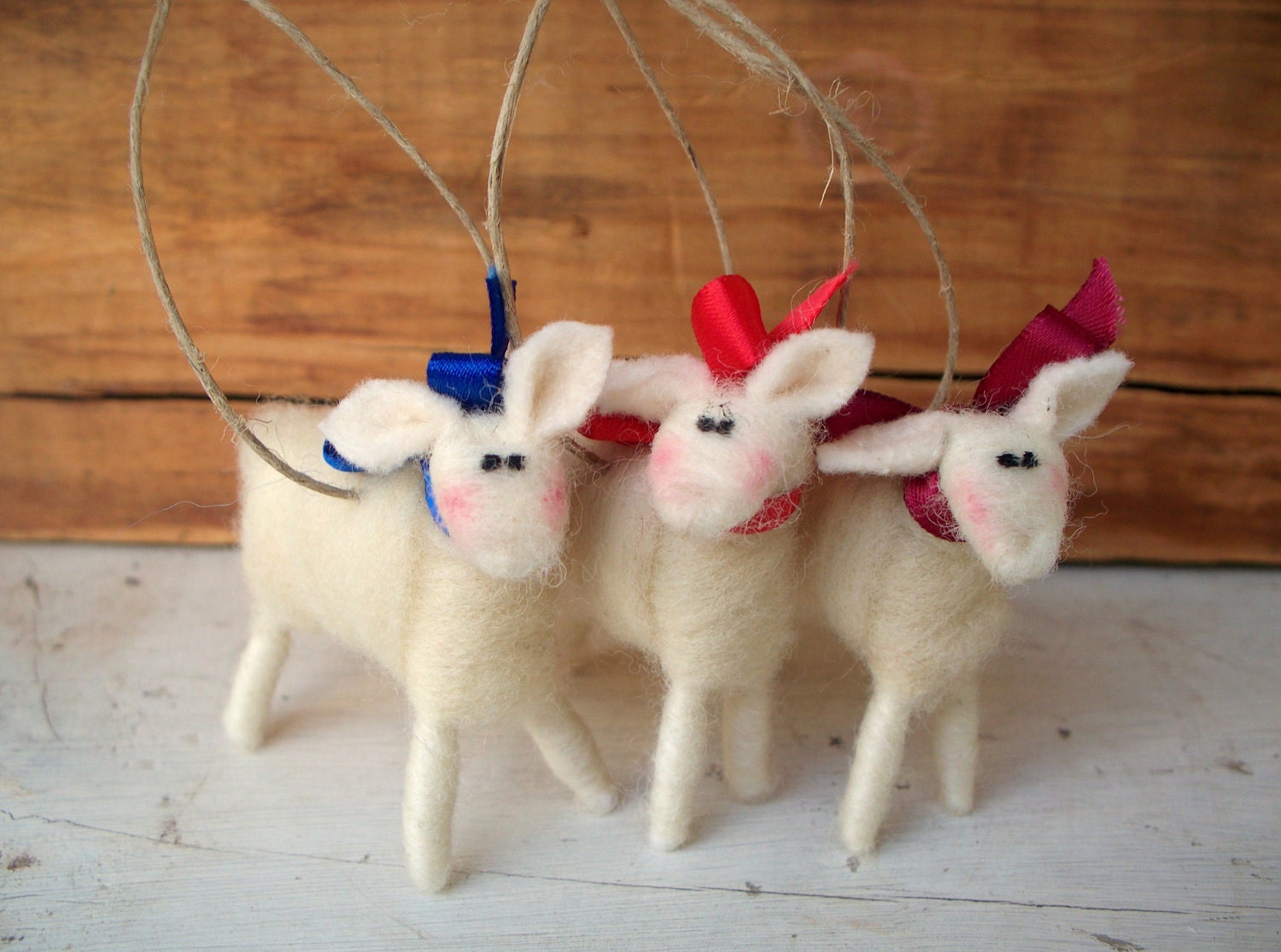 Mini Wool Wrapped/Needle Felted Lamb Ornament