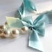 The Original Carrie Necklace in Robins Egg Blue A romantic ribbon and pearl necklace, something blue bridal necklace