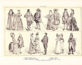 1903 Fashion Costume Print - Vintage Antique Home Decor Book Plate Art Illustration for Framing 100 Years Old