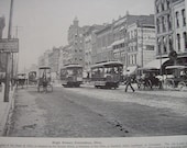 1894 Photography of America - High Street Columbus Ohio - Antique Victorian Era Fine Art for Framing 100 Years Old