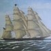 1952 Currier and Ives Clipper Ship Print - Flying Cloud - Vintage Americana Folk Art Illustration