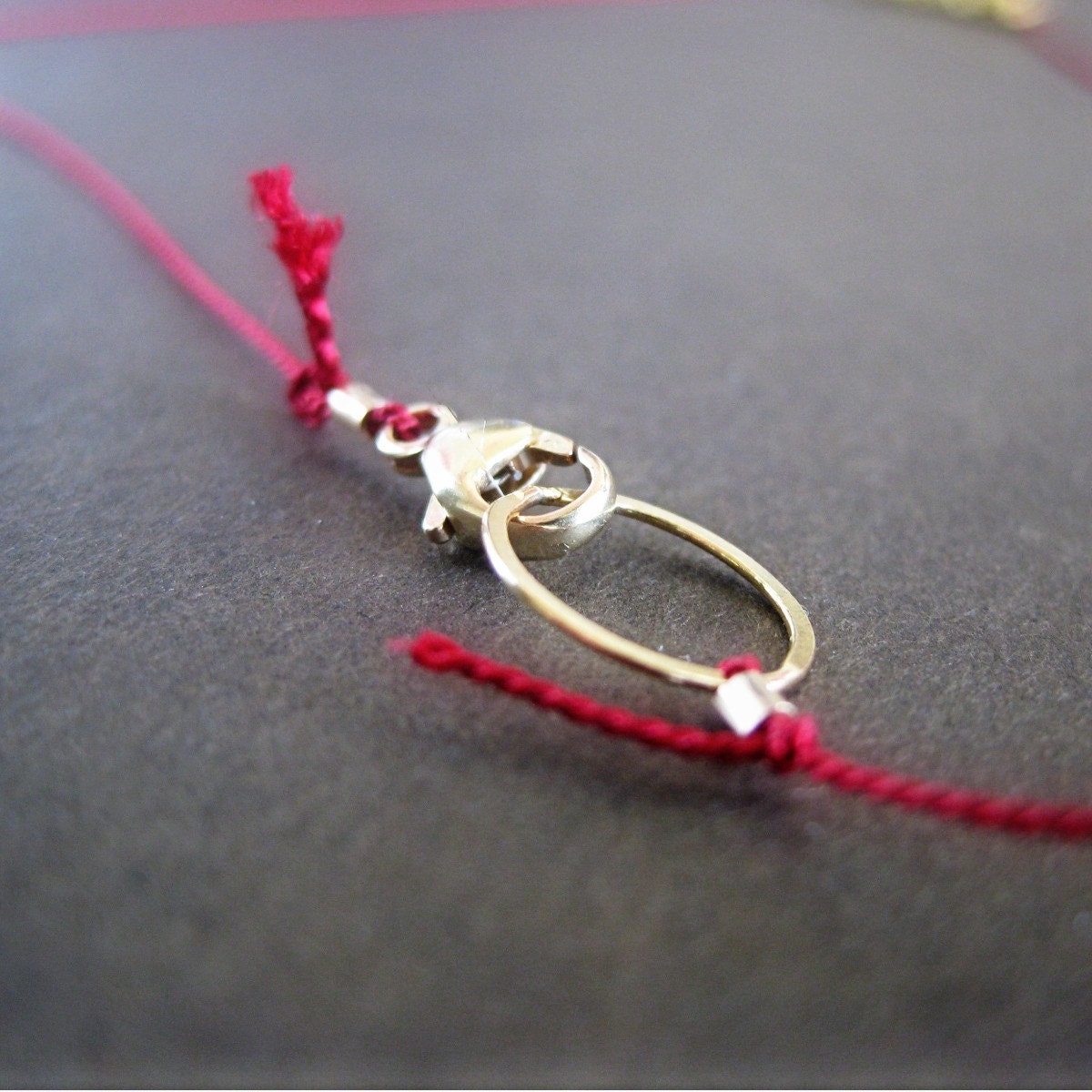 Golden Nugget Red Silk & Gold Vermeil Nugget Necklace