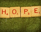 HOPE Photography Print Red Scrabble Tiles