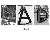 DAD D-A-D Word Art Architectural Alphabet Letters Print 8x10 - adustyframe