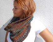 Cowl Infinity Scarf Rust Turquoise Southwest