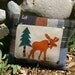 Moose Pillow Cabin Decor Wool pine trees Woodland