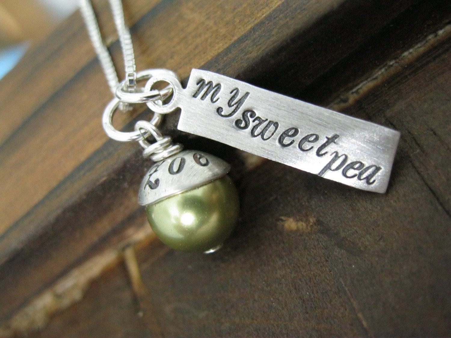 Personalized Hand Stamped Sterling Silver Necklace My Sweet Pea