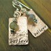 Labradorite and Copper Hand Stamped Personalized Earrings Believe
