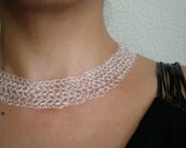Statement crochet sterling silver necklace ,crochet sterling wire, OOAK