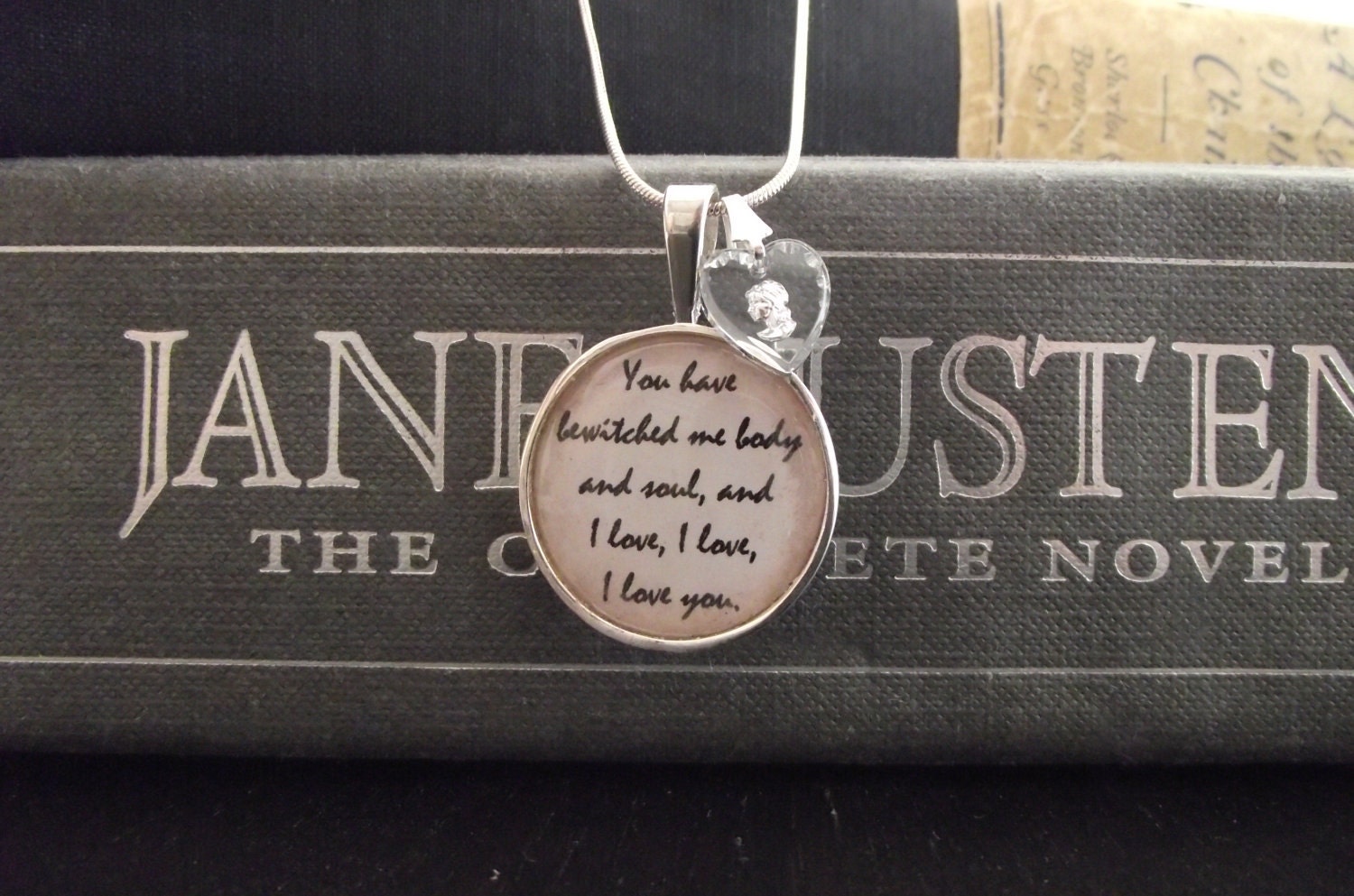 You have bewitched me- Pride and Prejudice- Jane Austen- buy two get one free- includes a 16" or 18" snake chain- READY TO SHIP