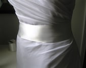 Natural White Wedding Belt, Bridal Sash --  A Short Satin Ribbon Sash for your Wedding Dress
