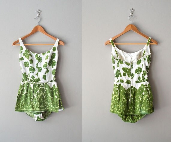 1960s swimsuit / vintage bathing suit / Moss Medallion