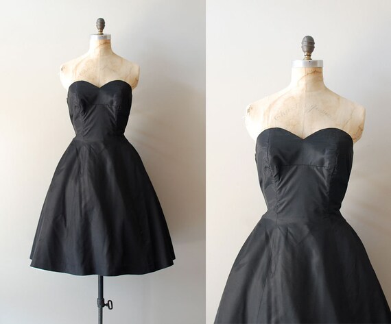 1950s dress / 50s black dress / strapless / La Nuit dress