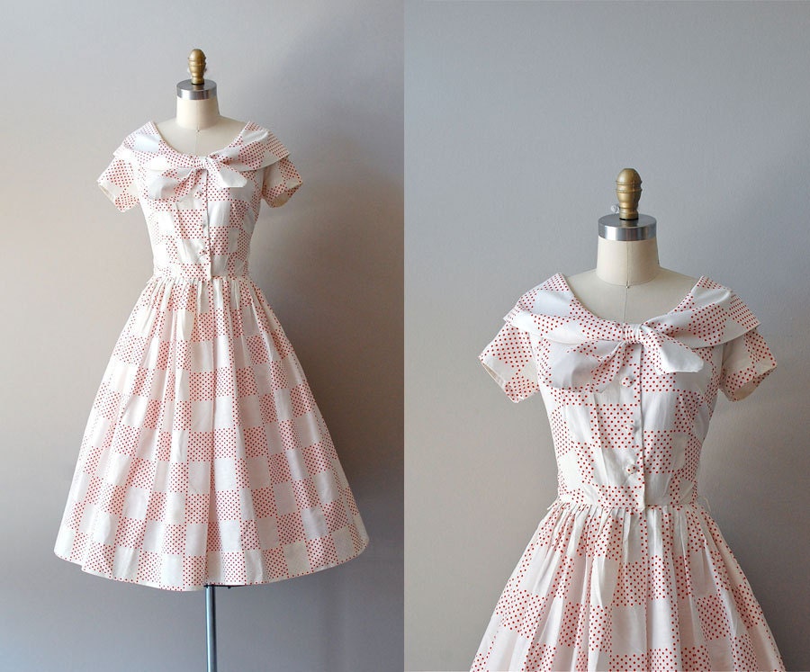 1950s dress / polka dot 50s dress / Dot Arrangement