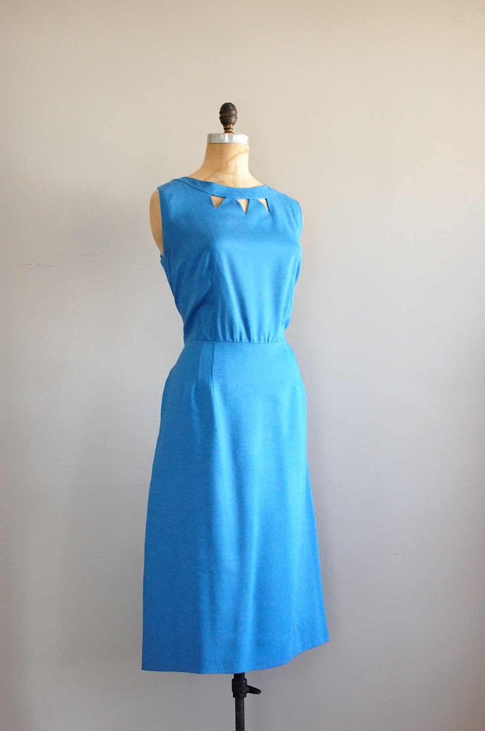 1950s dress / linen 50s dress / Trois Drapeaux