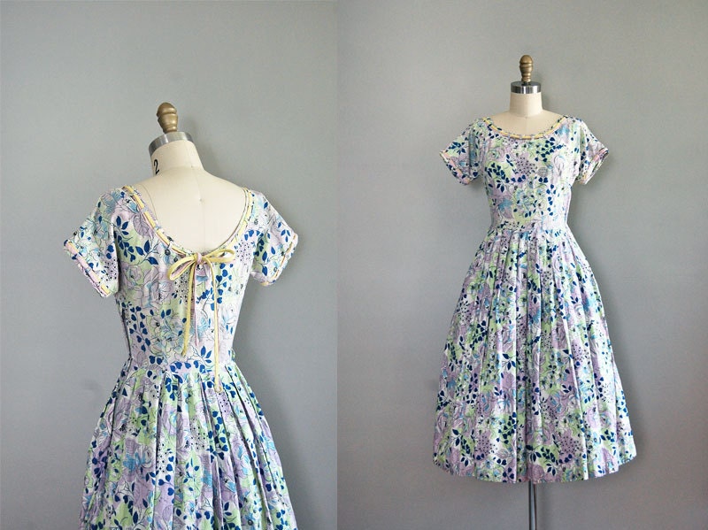 1950s dress / 50s dress / Pen and Ink Drawing