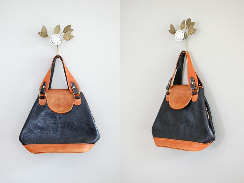 leather bag / two-tone / Black and Tan Satchel