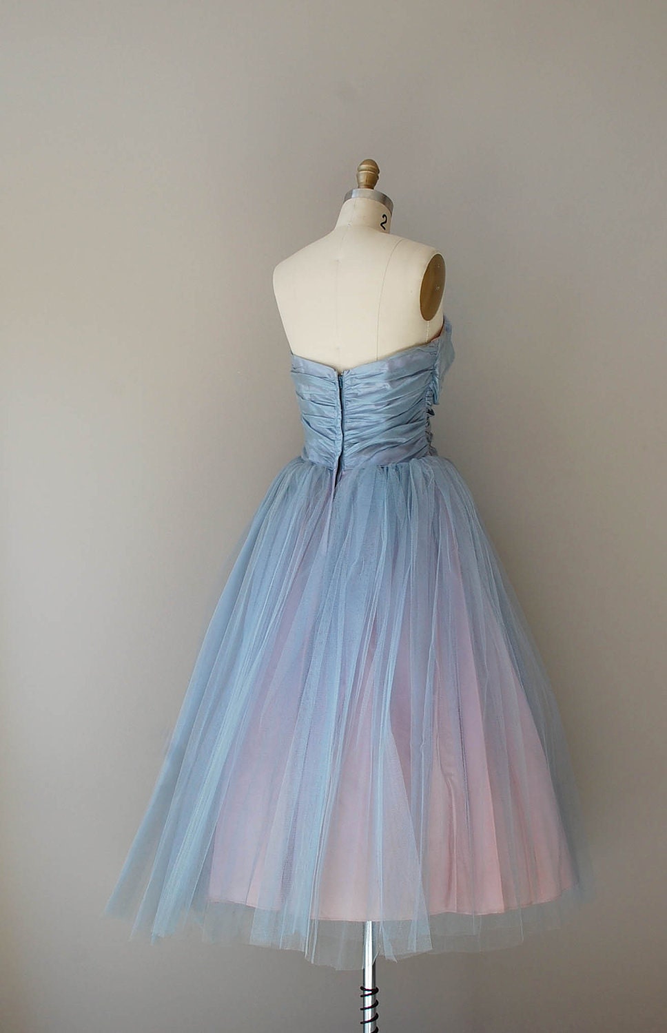 1950s dress / 50s strapless dress / Flutterby dress