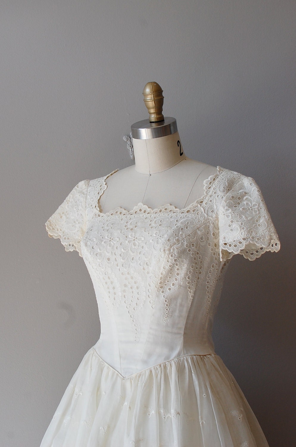 r e s e r v e d...1940s dress / 40s eyelet embroidered dress / Time After Time dress