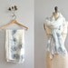 vintage scarf / silk scarf / sheer gray floral scarf