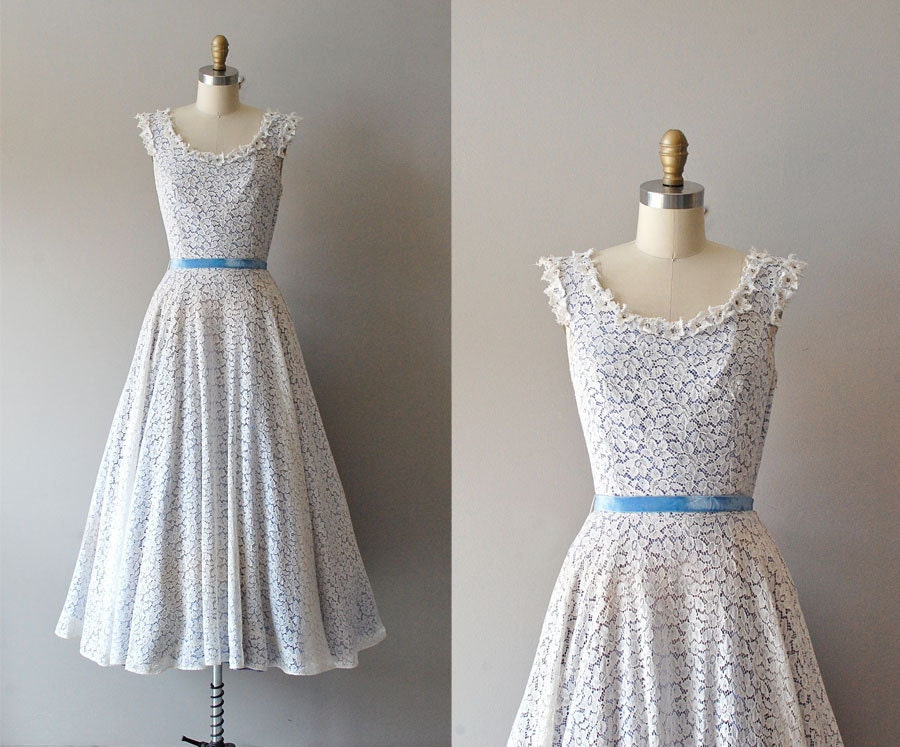 1950s dress / 50s lace dress / white lace / In the Clouds dress