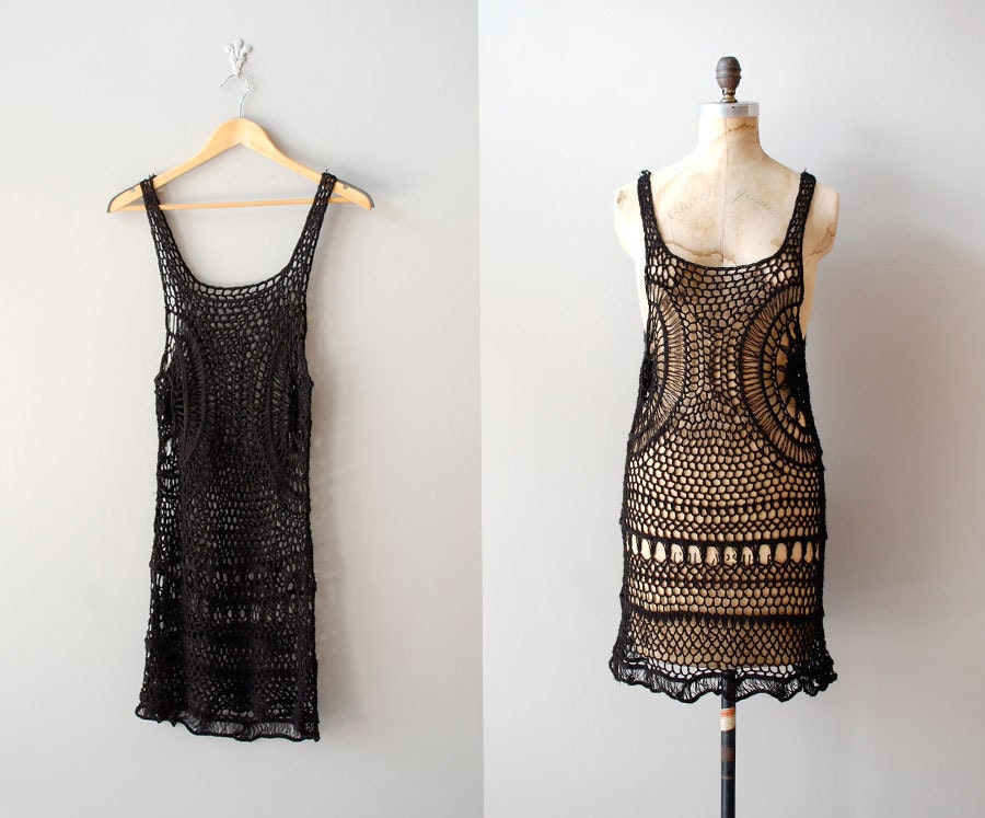 crochet dress / black tank dress / Widow's Web dress