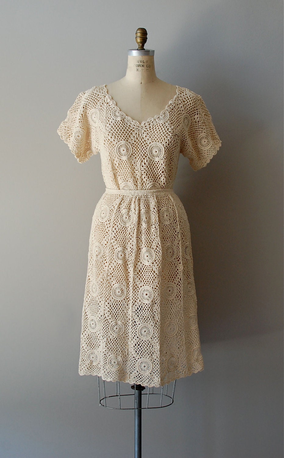 crochet dress / 70s cotton knit two-piece / Sausalito dress