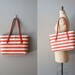 beach bag / straw tote / striped / Red Stripe bag