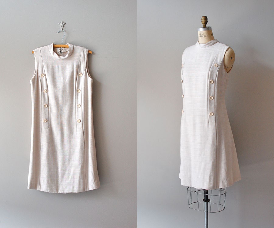 1960s dress / linen shift dress / 60s scooter dress / Tightrope dress