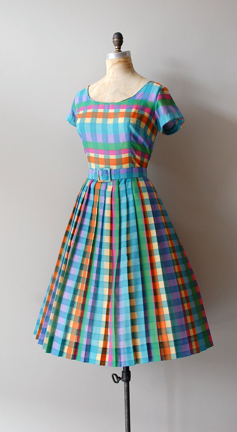1950s dress / 50s dress / Crayola Plaid dress