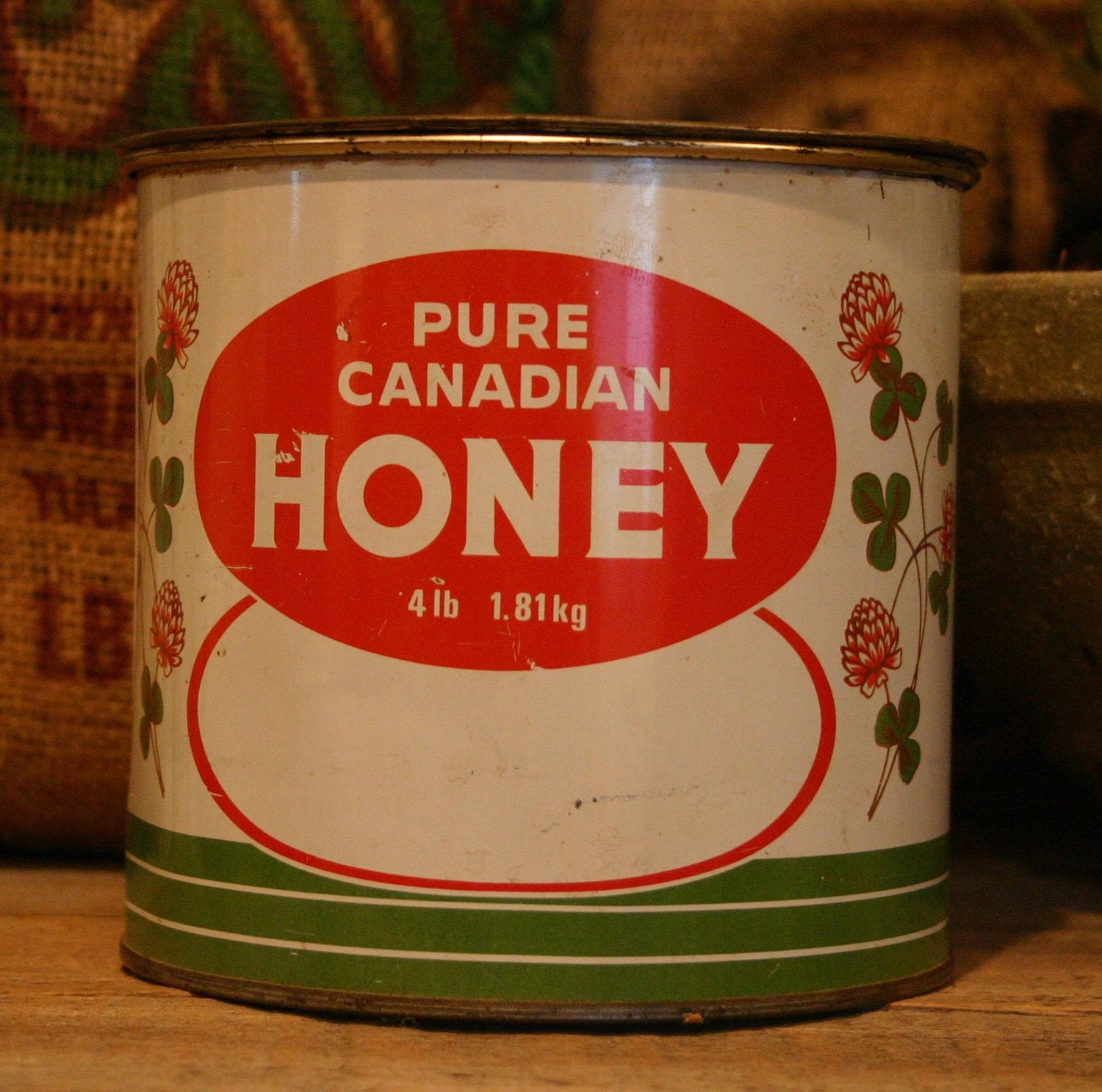 CANDLE Unique Hand-Poured Soy Wax Candle in Vintage Canadian HONEY Can GREAT Gift Antique CollectableTin