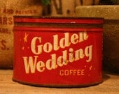CANDLE Unique Hand-Poured Soy Wax Candle in Vintage Golden WEDDING Coffee Can GREAT 50th Anniversary Bride Groom Gift Antique CollectableTin