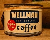 CANDLE Unique Hand-Poured Soy Wax Candle in Vintage WELLMAN primative Coffee Can GREAT Gift Antique Collectable farmhouse Tin