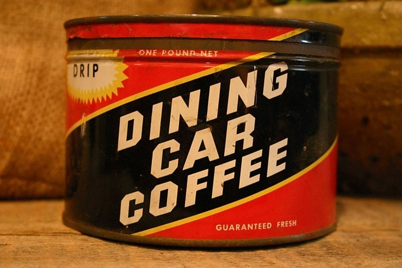 CANDLE Unique Hand-Poured Soy Wax Candle in Vintage DINING Car primative Coffee Can GREAT Gift Antique Collectable farmhouse Tin