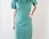 NOS / NWT / 1960s Green Striped Cotton Shift Dress
