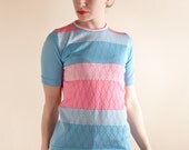 60s NOS - Pastel Pink/Blue Poly Easter Egg Tee