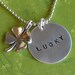 Lucky 4 Leaf Clover Handstamped Necklace - with 3/4" Hand Stamped Disc