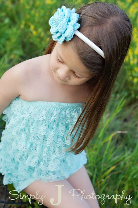 Petti Lace Ruffle Romper TURQUOISE SMALL