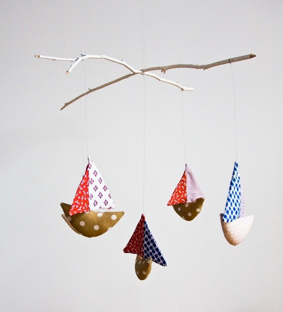 Baby Boat Mobile Red