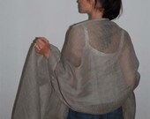 Linen Wrap.Scarf. Natural  Undyed Flax Grey. Made to order.