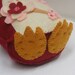 SALE felt owl- stuffed 8 inch stuffed HOOT owl in red with cherry blossoms