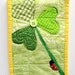 mini wall quilt- shamrock with ladybug- "Climbing O' the Green" Irish green, wall quilt, applique