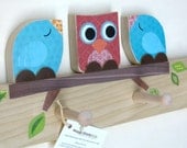 Woodland Friends Peg Rack - Turquoise and Red - eco-friendly by Maple Shade Kids