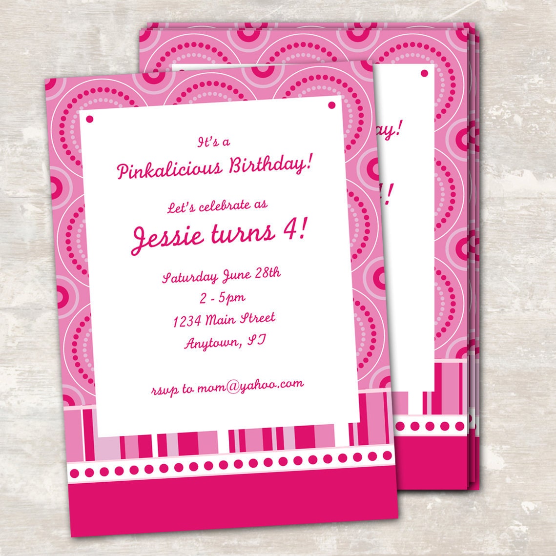 PRINT & SHIP Pink Polka Dot Birthday Party Invitations (set of 12) Il_170x135