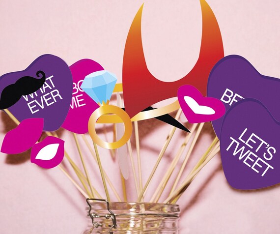 Valentine's Day Printable PHOTOBOOTH PROPS - EDITABLE Text Instant Download Il_570xn